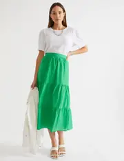 Katies Schiffli Tiered Midi Skirt