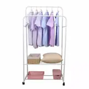 Fin Moving Large Clothes Double Rail Rack Garment Hanging Coat Shelf Home Backstage