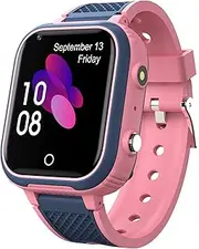 4G Kids Smart Watch Phone GPS 1.4 inch High Definition Touch Screen Tracker Camera Video Call Flashlight Waterproof (Pink)