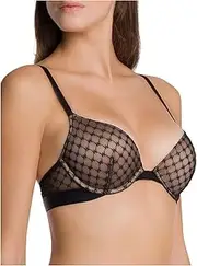 [Wolford] Women's Sheer Logo Push Up Demi Top Bra