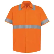 Red Kap Men's Hi-Visibility Orange Short Sleeve Work Shirt - Type R, Class 2