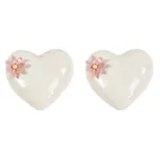 2x Urban Daphne Flower 9cm Dolomite Heart Ornament Table Display Home Decor WHT