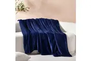 Serene Hudson Fleece and Sherpa Reverse Throw Blanket Midnight Blue