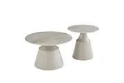 Raimon Furniture Lindie Ceramic Top Metal Base Round Nesting Coffee Tea Table Set Rocky