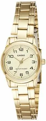 Casio LTP-V001G-9B Women's Gold Tone Stainless Steel Numbers Dial Date Watch