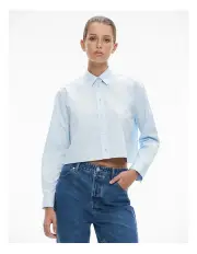 [Witchery] Cotton Cropped Shirt in Ice Blue
