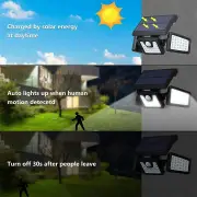 Solar Lights Outdoor 800Lumens 74 LED Motion Sensor, 3 Heads, 270° Angle, IP65 Waterproof, LED Flood Light Porch Garden Patio
