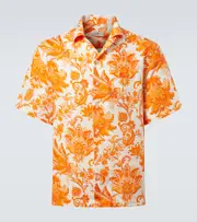 [Etro] Etro Paisley linen bowling shirt UK 16 orange