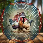 3 Roosters, Wind Spinners 8" Sublimated, High Quality Aluminum (ws11)