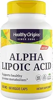 Healthy Origins Alpha Lipoic Acid, 600 mg - Alpha Lipoic Acid Supplement - Antioxidant Support - Gluten-Free Supplement - 60 Veggie Capsules