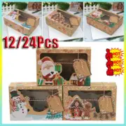 12pcs Christmas Candy Cookie Boxes Bakery Gift Boxes Cupcake Muffin Cake Box AT