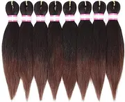 Pre Stretched Braiding Hair 12 Inch 8 Packs Ombre Short Kids Braiding Hair Natural Easy Braid Hot Water Setting Professional Synthetic Hair Extensions Soft Yaki Straight Texture (#1B/30)
