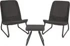 Rio 3 Piece Resin Wicker Patio Furniture Set with Side Table and Outdoor Chairs,