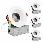 Luxrite 4 Inch LED Recessed Light 15W 5 Color Selectable Baffle 4-Pack