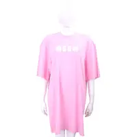 在飛比找Yahoo奇摩購物中心優惠-MSGM 白字母粉色短袖長版TEE 洋裝