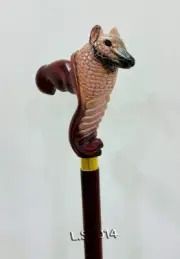Wooden Cane Fancy Numbat Carved Unique Walking Cane Stick - Ergonomic Palm Grip