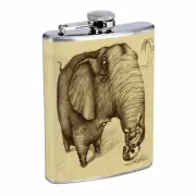 Elephant Art D40 Flask 8oz Stainless Steel Hip Drinking Whiskey