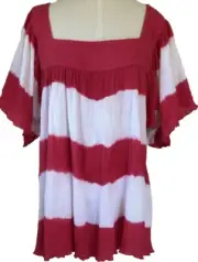 Sherry Taylor 3X Peasant Blouse Tie Dye Gauze Short Sleeve NWT