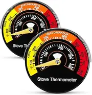 Copkim 2 Pcs Wood Stove Thermometer, Magnetic Oven Temperature Accessories Fire Stove Pipe Thermometer Gauge for Wood Burning Stoves Top Gas Pellet Fireplace Flue