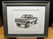 Drawing of 1978 Chevrolet Silverado Pickup Truck Graphite Pencil Sketch Picture