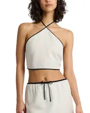 Onia Air Linen Cropped Linen-Blend Halter Top
