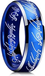 [King Will] 8mm Tungsten Carbide Ring for Men Black One Ring for Men Magic Power Rings Comfort Fit High Polished