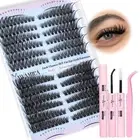 Yawamica Lash Extension Kit 50D 80D Cat Eye Lashes Clusters 7-16mm Black