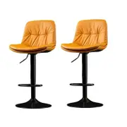 SERENITà Bar Stools Kitchen Bar Stool Leather Barstools Swivel Gas Lift Counter Chairs BS8406 Orange