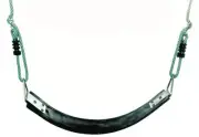 H/Duty Strap Swing Seat w Adj Rope Steel Insert Black Rubber Playground Gym Tree