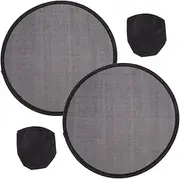 Kichvoe 2pcs Foldable Hand Fan - Portable Black Circular Fan for Summer Cooling, Wedding Decoration, Classic Round Design, 25cm Compact Size