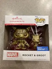 Funko Pop Hallmark Ornament Rocket & Groot Marvel GOTG Gold Chase New 2023