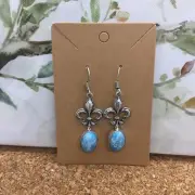 Charming Created Larimar Gemstone 925 Silver Plated Earring 6.26 GM New 3400