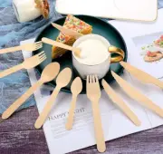 Wooden Cutlery Disposable Dessert Fork Gelato Teaspoon Wood Knive