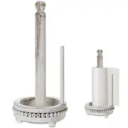 Farmhouse Paper Towel Holders Washed Beaded Wood Paper Towel Stand Rustic Ped...