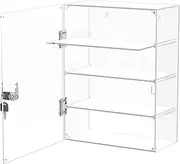 4-Tier Acrylic Display Case with Lock & Key, Clear Countertop Storage Cabinet for Collectibles, Action Figures, Retail Showcase, Dustproof Display Organizer (11.8 x 5.9 x 15.7 Inch, Removable Shelves)