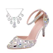 Nevenka Sparkly Diamond High Heels 7.5cm Pointed Toe Sandals for Wedding-Colorful