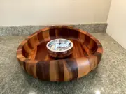 Nambé Butterfly Chip & Dip 16" D Acacia wood. Chip bowl for entertaining