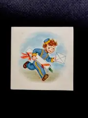 1 VTG Unused Get Well Greeting Card Cute Mail Delivery Boy Sprinting W/ Package