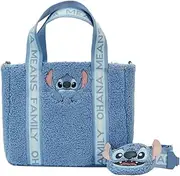 [Loungefly] Lilo and Stitch Stitch Plush Sherpa Tote Bag With Coin Bag