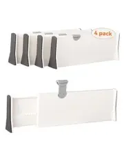 Drawer Dividers 4 Pack, Adjustable Separators 4" High Expandable from 11-17",