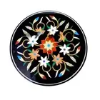 12" Black Marble Coffee Table Top Pietra dura Inlay Work Hallway Table for Home