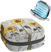 Period Bag,Sanitary Napkin Storage Bag,Watercolor Wall Sunflower,Tampon Bag for Purse