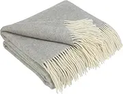 LYHome Cashmere Blanket with Merino - Wool Throw, Sofa Bed and Couch Large Bedspread, Extra Soft Warm Throws for Sofas Chairs, Single Double Size Picnic Blankets 55x79 in, 140x200 cm Grey Herringbone