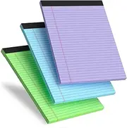 Colored Legal Pads, 3 Pack Writing Pads 8.5 x 11, Pink Note Pads 8.5 x 11 College Ruled, Easy Tear-Off, Note Pads Lined Paper Pads 8-1/2 x 11 Notebook Paper for Office Supplies, 25 Sheets/Pad