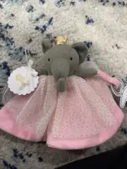 MUD PIE Pink PRINCESS ELEPHANT with SKIRT Pacifier Holder LOVEY PLUSH