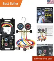 Professional A/C Diagnostic Manifold Gauge Set with 5FT Hoses - Complete Kit
