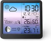 JSEIAJB LCD Color Screen Weather Clock Forecast Alarm Indoor Outdoor Temperature Humidity Meter