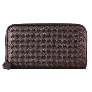 【BOTTEGA VENETA 寶緹嘉】BV BOTTEGA VENETA 經典編織LOGO羊皮8卡拉鍊長夾(咖啡)