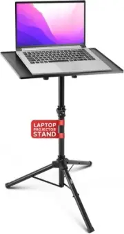 Universal Projector Stand - Height & Angle Adjustable Tripod - Hold Laptops