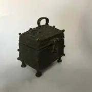 Old or antique brass box or chest for jewelry or coin BUSTER ART